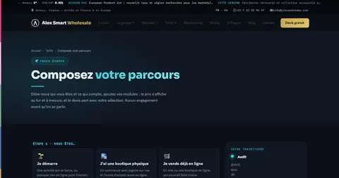 Composeur de parcours avec prix en direct